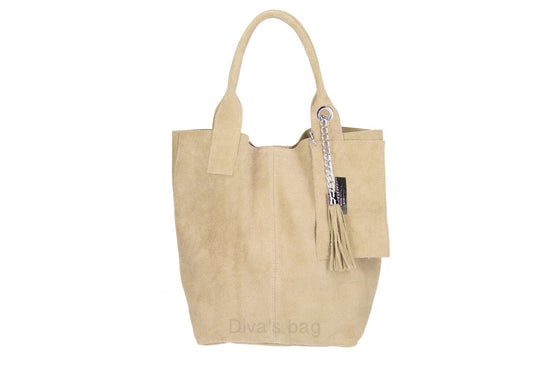 Italian Suede Leather Arianna Tote Bag