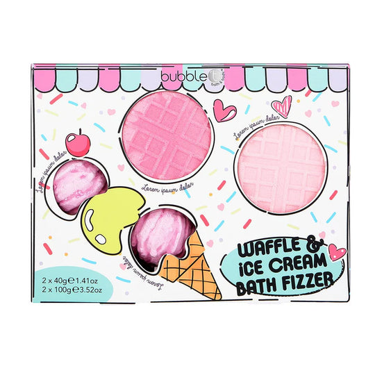 Bubble T Cosmetics Waffle & Ice Cream Bath Bomb Gift Set - Set of 4