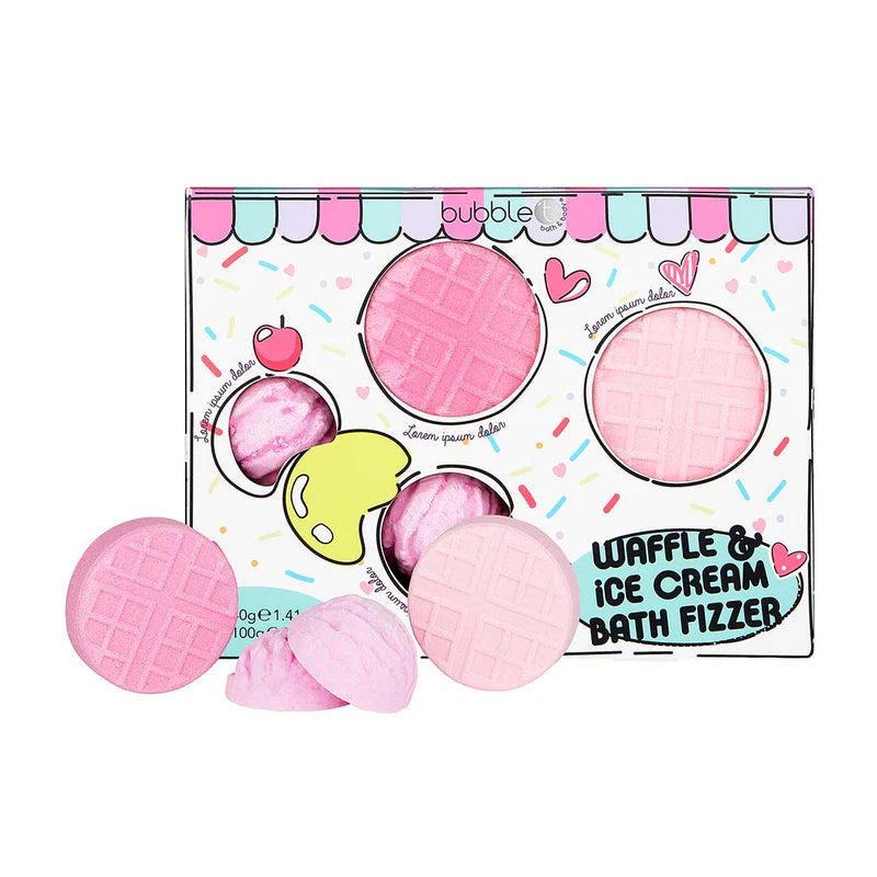 Bubble T Cosmetics Waffle & Ice Cream Bath Bomb Gift Set - Set of 4