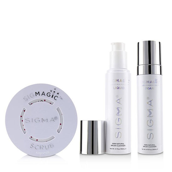 Sigma Beauty Brush Cleanser Trio (1x Sigmagic Scrub, 1x Brushampoo Liquid)