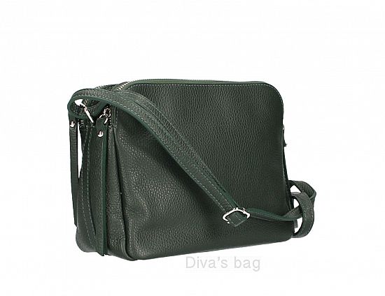 Italian Leather Fosca Shoulder Bag - Bottle Green