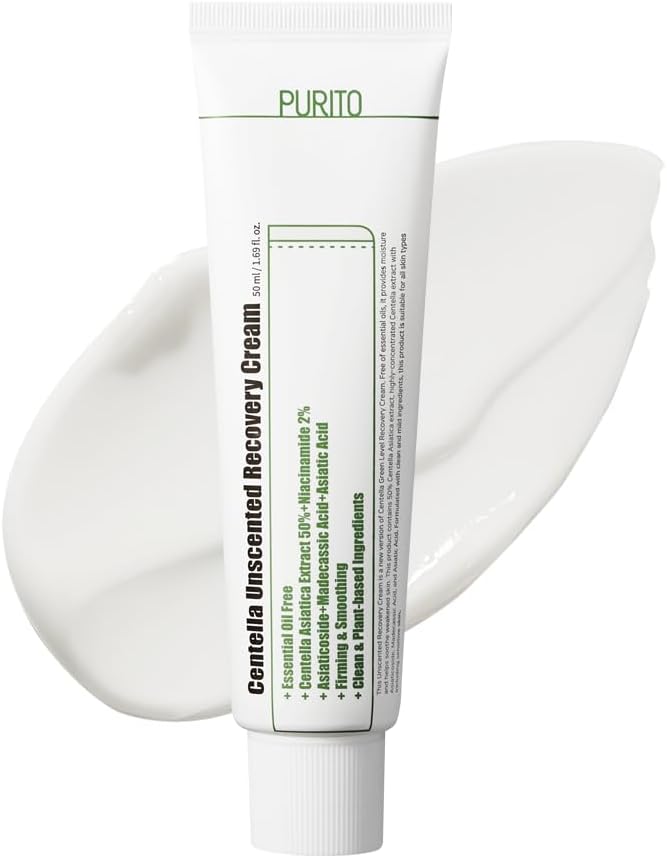 PURITO Centella Unscented Recovery Cream 50ml / 1.7 fl.oz Witch Hazel-free, Vegan, Skin barrier