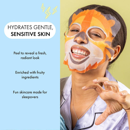 7th Heaven Go Wild Animal Face Sheet Mask Gift Set – 5 Fun Hydrating Masks for Kids with Coconut, Apple, Aloe & Banana – Gentle on Sensitive Skin, Perfect for Sleepovers & Party Bags – Cruelty-Free