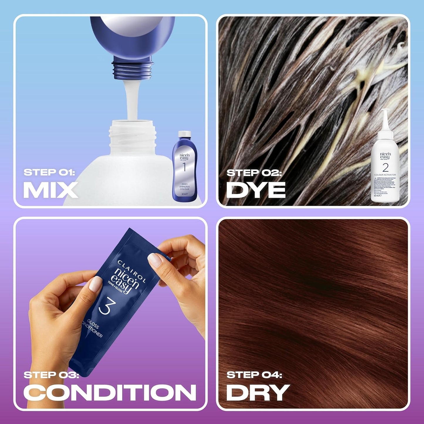 Clairol Nice'n Easy Tone+Gloss Semi Permanent Hair Dye - 550/81 Mahogany