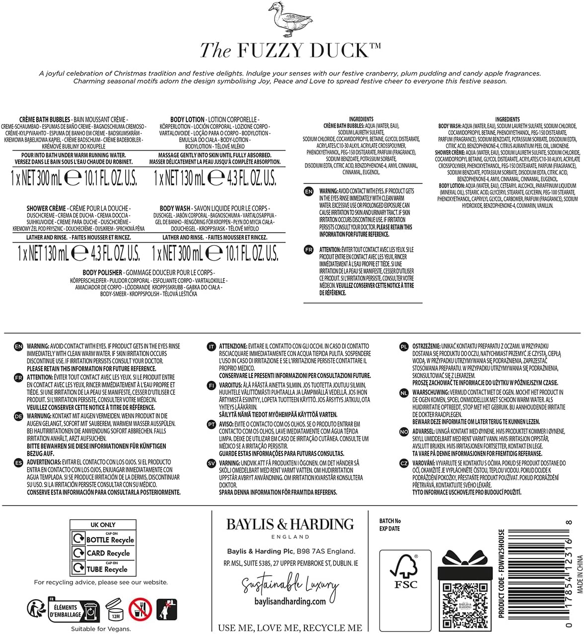 Baylis & Harding The Fuzzy Duck Winter Wonderland Gingerbread House Gift Set - Vegan Friendly