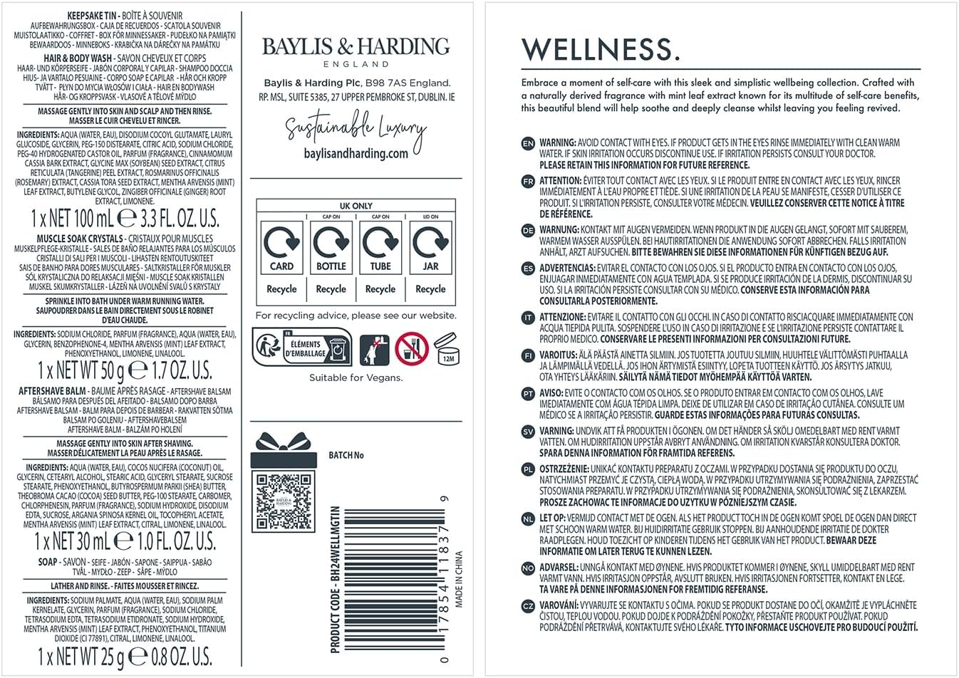 Baylis & Harding Wellness For Men His Essential Wellbeing Gift Set - Vegan Friendly (Pack of 1)