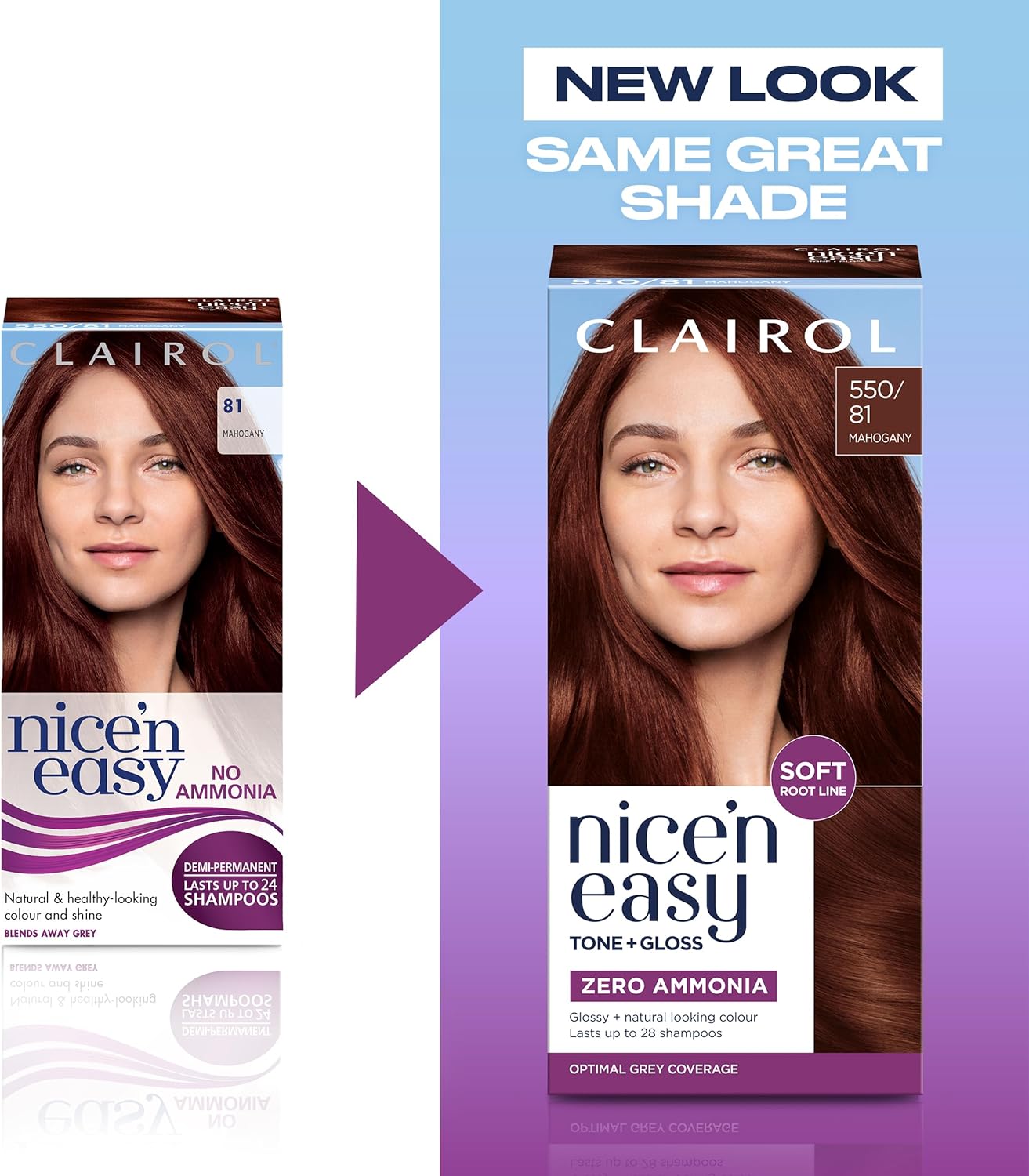 Clairol Nice'n Easy Tone+Gloss Semi Permanent Hair Dye - 550/81 Mahogany