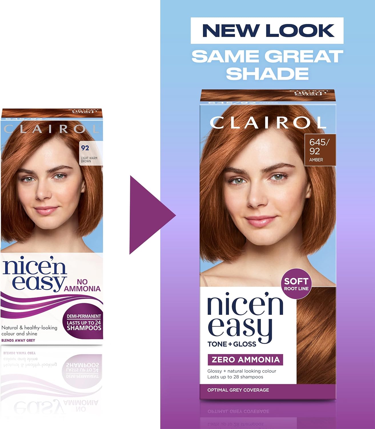 Clairol Nice'n Easy Tone+Gloss Semi Permanent Hair Dye - 645/92 Amber