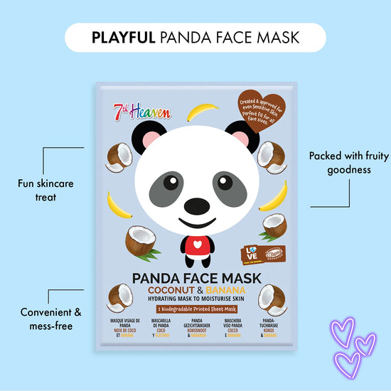 7th Heaven Go Wild Pamper Box Skincare Gift Set - 6 Printed Animal Face Masks and 1 Panda Headband Childrens Gift