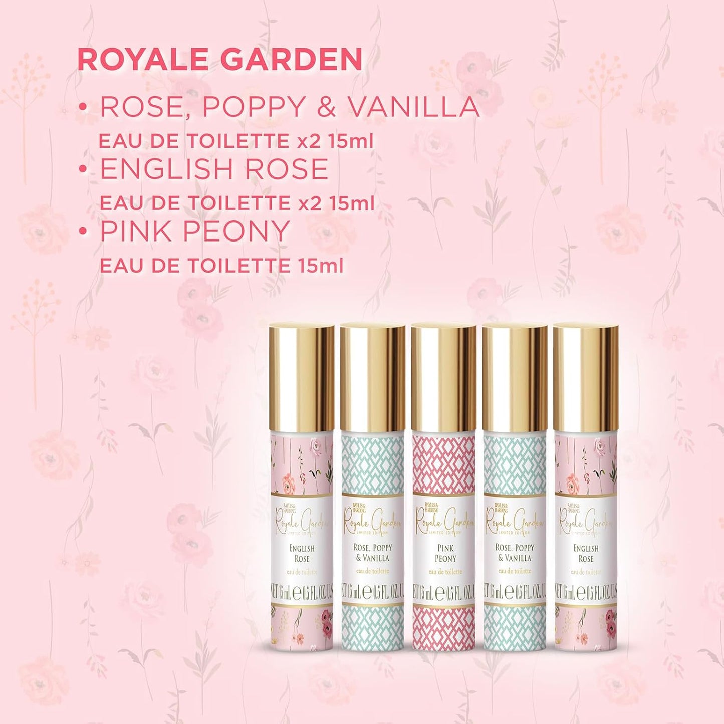 Baylis & Harding Royale Garden Rose, Poppy & Vanilla Fragrance Discovery Gift Set - Vegan Friendly