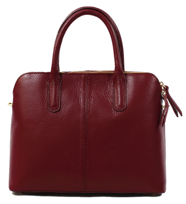 Italian Leather Top Handle Handbag with Detachable Shoulder Strap