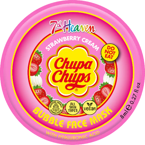 7th Heaven Chupa Chups Strawberry Cream Bubble Mask with Hyaluronic Acid - Plumps & Hydrates