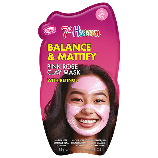 7th Heaven Pink Rose Clay Mask with Retinol - Balances & Mattifies Skin