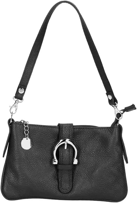 Women's Italian Leather Shoulder Handbag with Detachable Strap - Hollie
