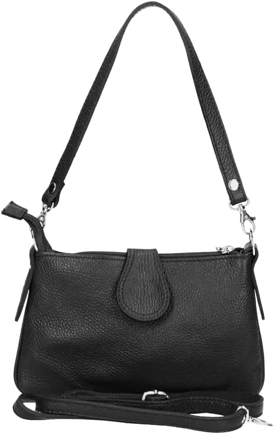 Women's Italian Leather Shoulder Handbag with Detachable Strap - Hollie