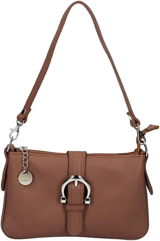Women's Italian Leather Shoulder Handbag with Detachable Strap - Hollie