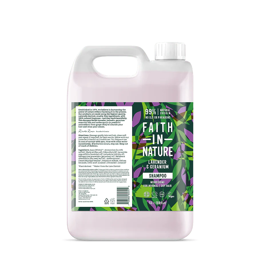 Faith in Nature Lavender & Geranium Shampoo - 5 litres