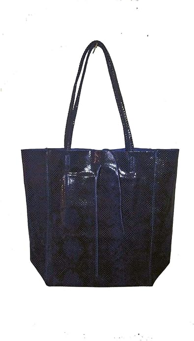 Ladies Italian Large Calf Leather Snake Slouch Hobo Shopper Shoulder Tote Handbag