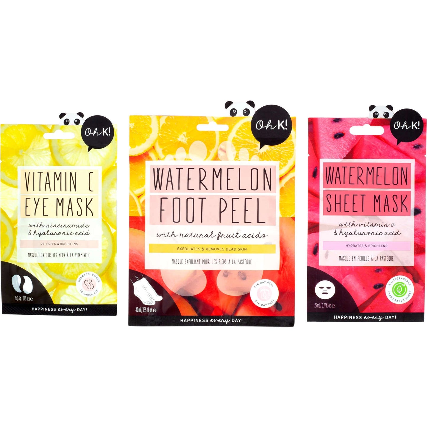 Oh K! Head to Toe Glow Set – Vitamin C & Watermelon Infused Biodegradable Masks for Brightening