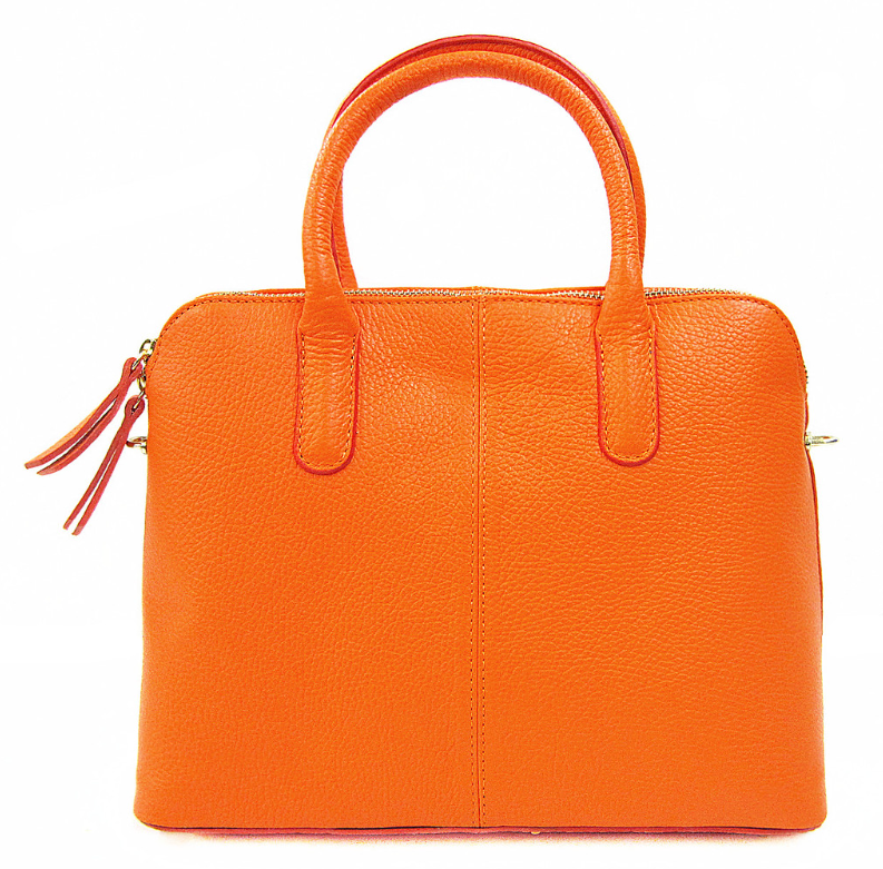 Italian Leather Top Handle Handbag with Detachable Shoulder Strap