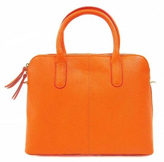 Italian Leather Top Handle Handbag with Detachable Shoulder Strap