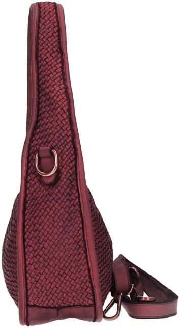 Italian Leather Raven Shoulder Hobo Bag for Women - Bordeaux