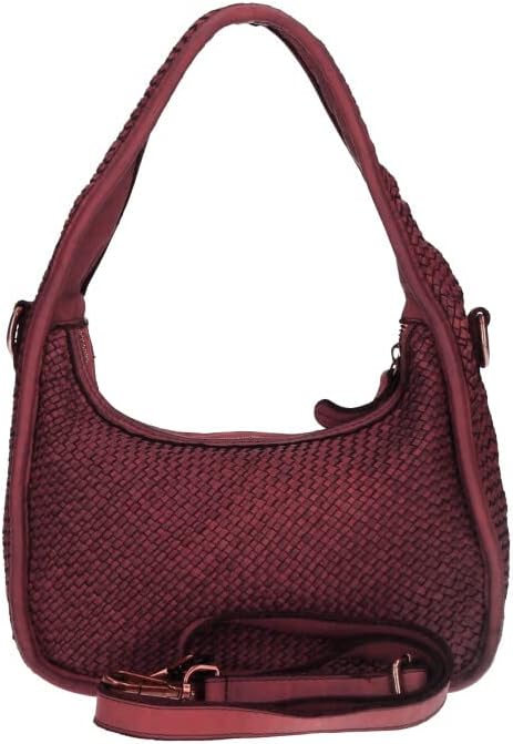 Italian Leather Raven Shoulder Hobo Bag for Women - Bordeaux