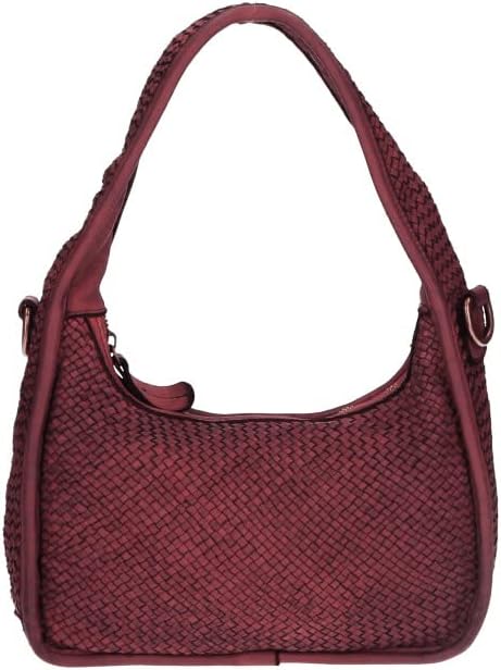 Italian Leather Raven Shoulder Hobo Bag for Women - Bordeaux