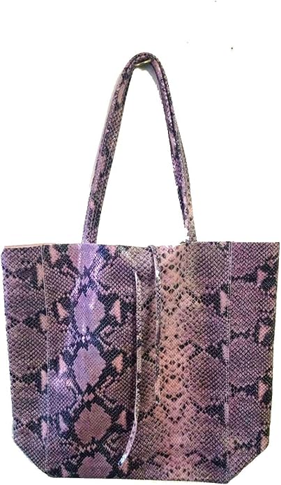 Ladies Italian Large Calf Leather Snake Slouch Hobo Shopper Shoulder Tote Handbag
