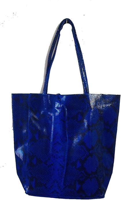 Ladies Italian Large Calf Leather Snake Slouch Hobo Shopper Shoulder Tote Handbag