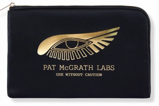 Pat McGrath Labs USE WITHOUT CAUTION Black & Gold Makeup Bag Pouch NEW
