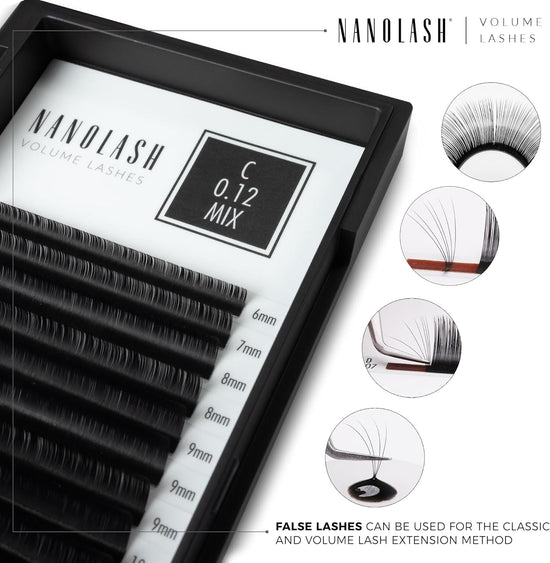 Nanolash Volume Lashes - false lashes for professional eyelash extensions, volume eyelash extensions (0.05 C, 11mm)