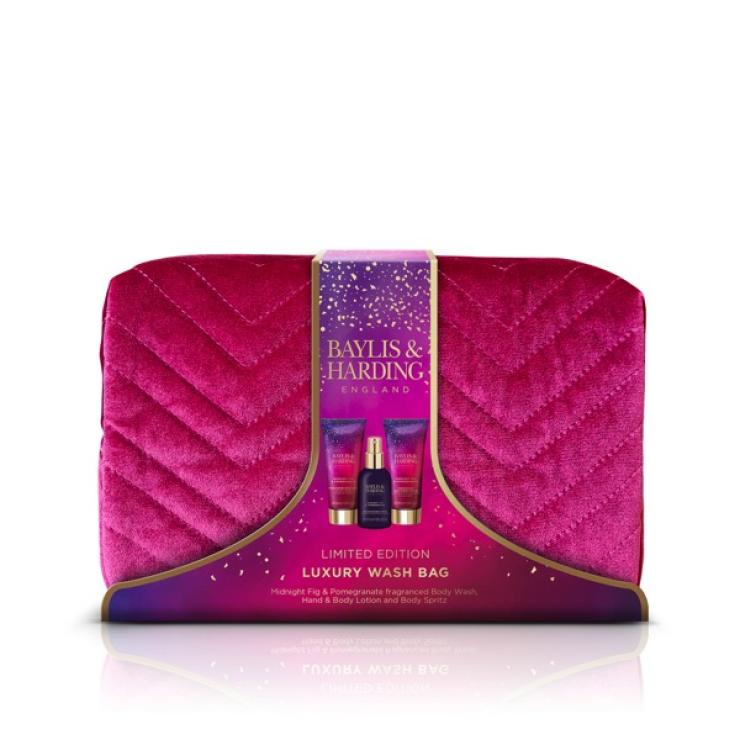 Baylis & Harding Midnight Fig & Pomegranate Deluxe Wash Bag Gift Set - Vegan Friendly