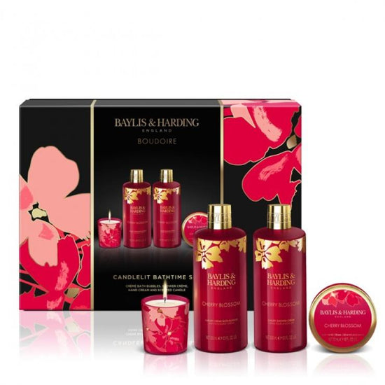 Baylis & Harding Boudoire Cherry Blossom Luxury Candlelit Bathing Gift Set - Vegan Friendly