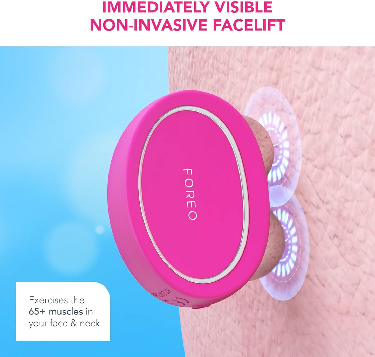 Foreo Bear Smart Microcurrent Face Lift Device | Face Sculptor & Jaw Excerciser | Immediately Visible Non-Invasive Face Lift | Antiaging | Safe & Painless | Fuchsia