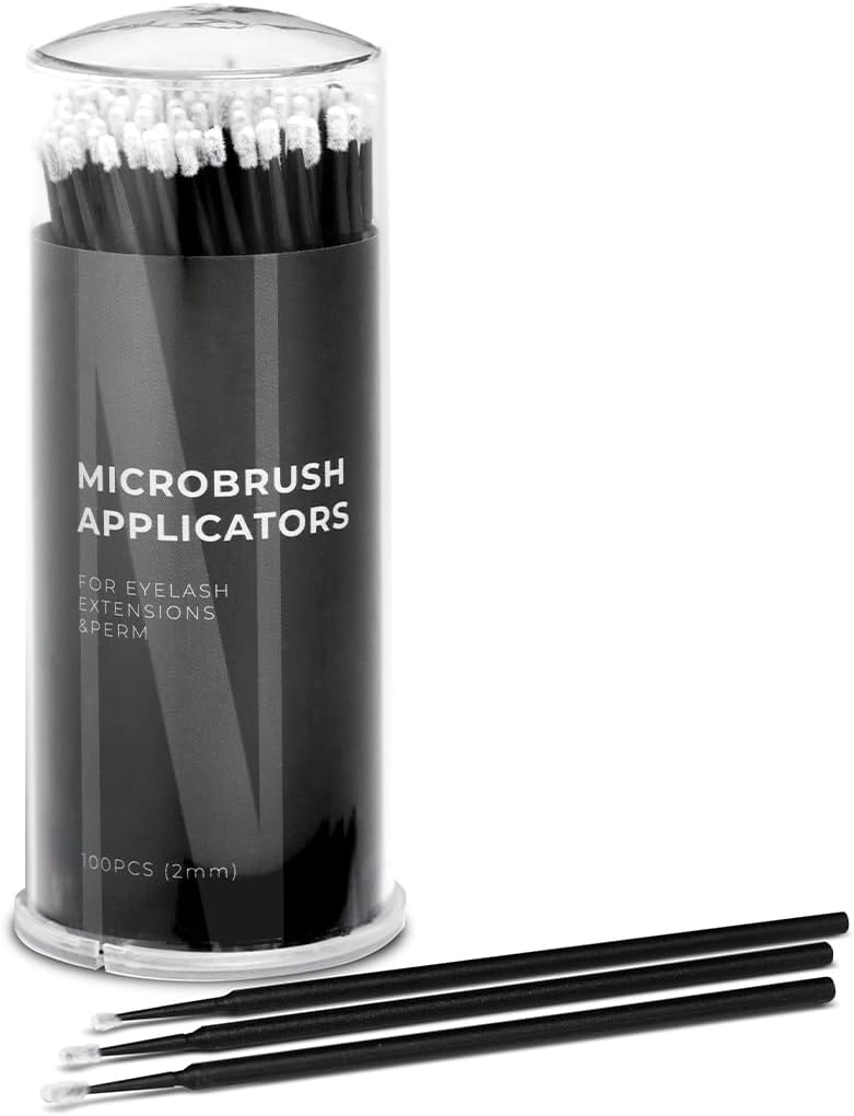 Nanolash Microbrush Applicators 100 pcs - eyelash microbrushes, disposable eyelash applicators, micro brushes for eyelash extensions (2 mm)