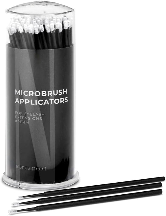 Nanolash Microbrush Applicators 100 pcs - eyelash microbrushes, disposable eyelash applicators, micro brushes for eyelash extensions (2 mm)