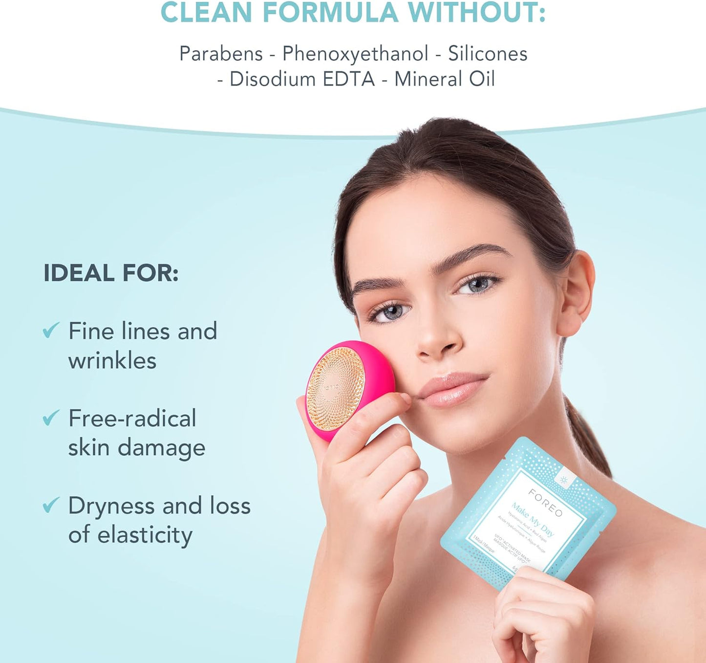 FOREO Make My Day UFO Activated Facial Mask for Dry Dehydrated Skin, 7 pack, Moisturizing & Anti-pollution, Hyaluronic Acid & Red Algae, Clean Formula, Cruelty-free, Compatible with all UFO devices