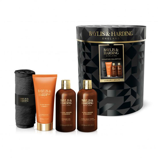 Baylis & Harding Black Pepper & Ginseng Men's Luxury Pamper Drum Gift Set - Vegan Friendly