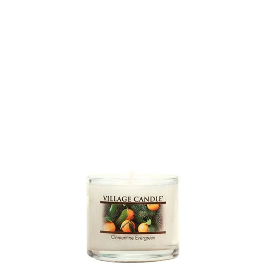 Village Candle Clementine Evergreen Mini Votive Clear Lid