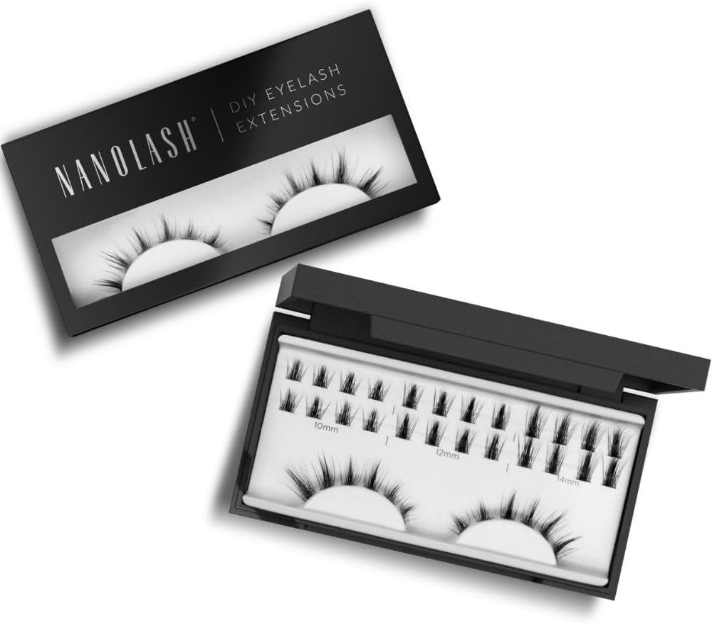 Nanolash DIY Eyelash Extensions 36 pcs - cluster lashes DIY, cluster false eyelashes for lash extensions at home, individual cluster lashes (FLIRTY)