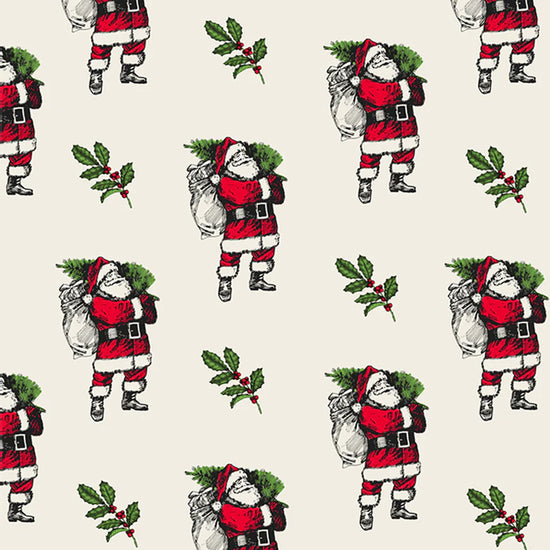 Uniqueco Printed FSCM Vintage Christmas Santa Flat Sheet Wrapping Paper