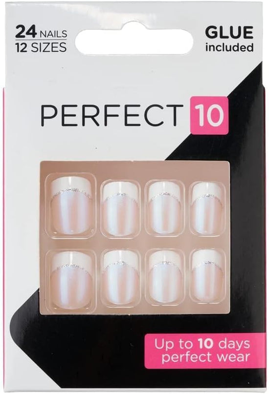 Elegant Touch Perfect 10 French Glitter French False Nails
