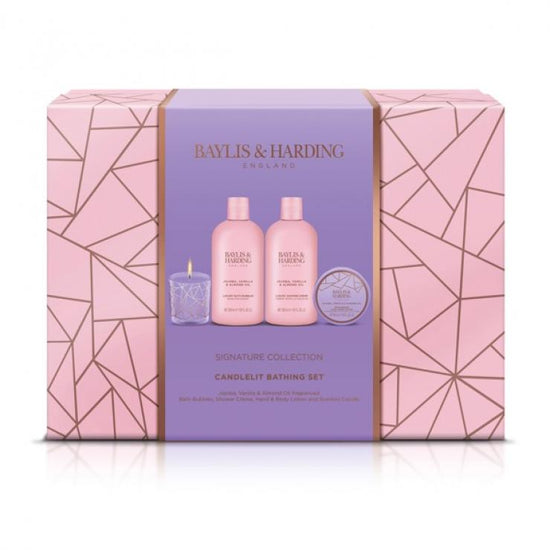 Baylis & Harding Jojoba, Vanilla & Almond Oil Luxury Candlelit Bathing Gift Set - Vegan Friendly