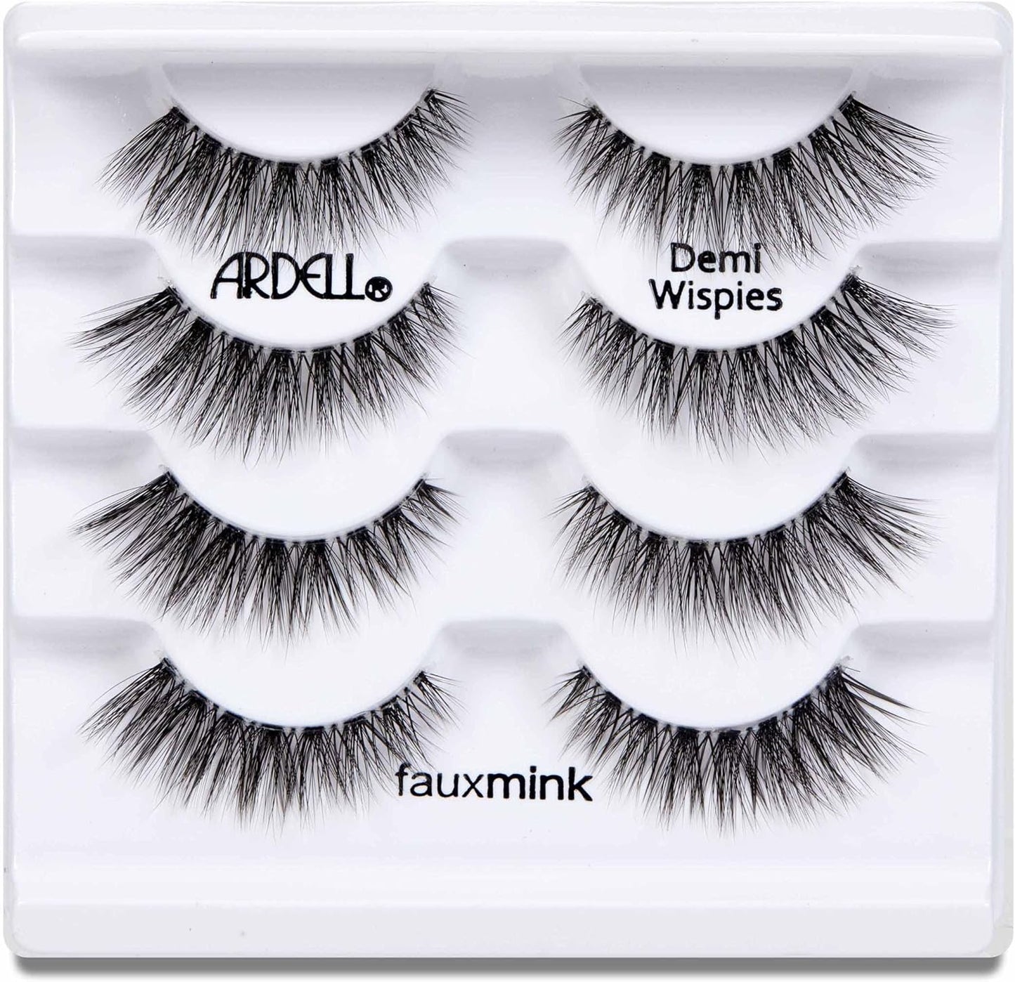 ARDELL False Eyelashes Faux Mink Demi Wispies 4 Pairs Multipack Black Medium Volume Long Length Invisiband Lightweight Silky Soft Faux Mink Eyelashes Vegan-Friendly Cruelty-Free