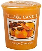 Village Candle Orange Cinnamon Wrapped Votive Candle, 2 Oz, Traditions Collection, Orange