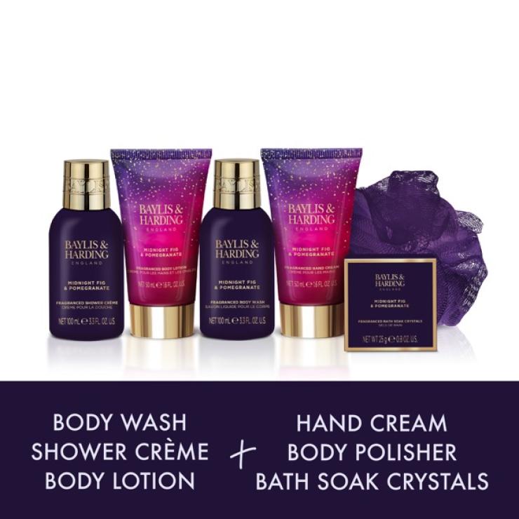 Baylis & Harding Midnight Fig & Pomegranate Luxury Pamper Present Gift Set - Vegan Friendly