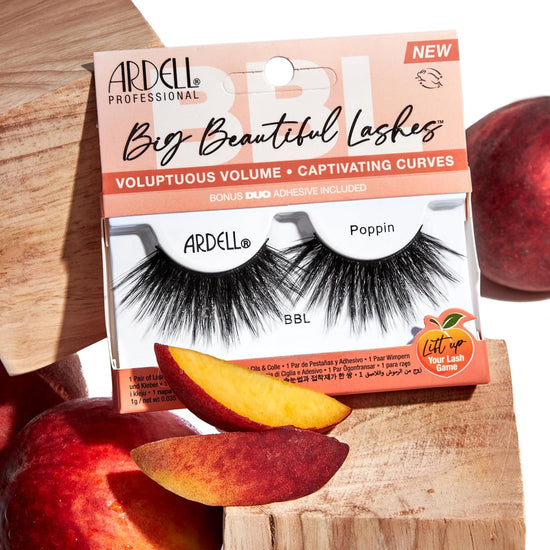 Ardell Big Beautiful Lashes Poppin False Eyelashes, Duo Adhesive Included, Maximum Volume, 23 mm Length, Vegan Friendly, 1 Pair (Pack of 1)