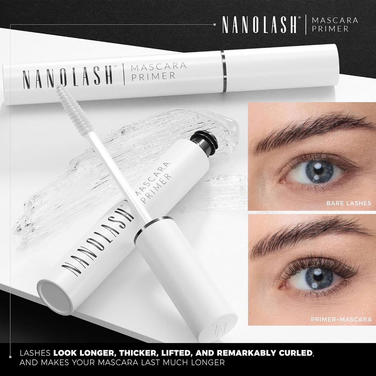 Nanolash Mascara Primer 10 ml - increases volume, mascara base, eyelash nourishing base, transparent lash primer