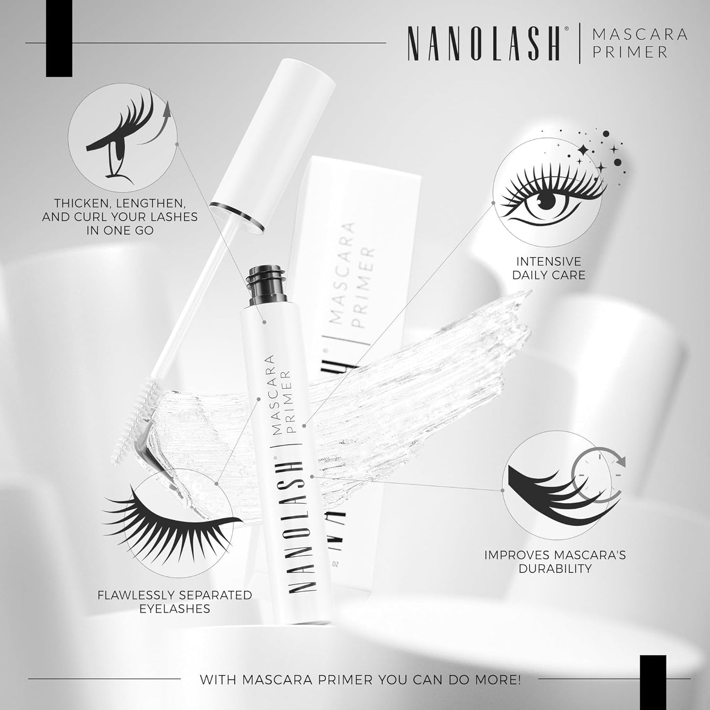 Nanolash Mascara Primer 10 ml - increases volume, mascara base, eyelash nourishing base, transparent lash primer